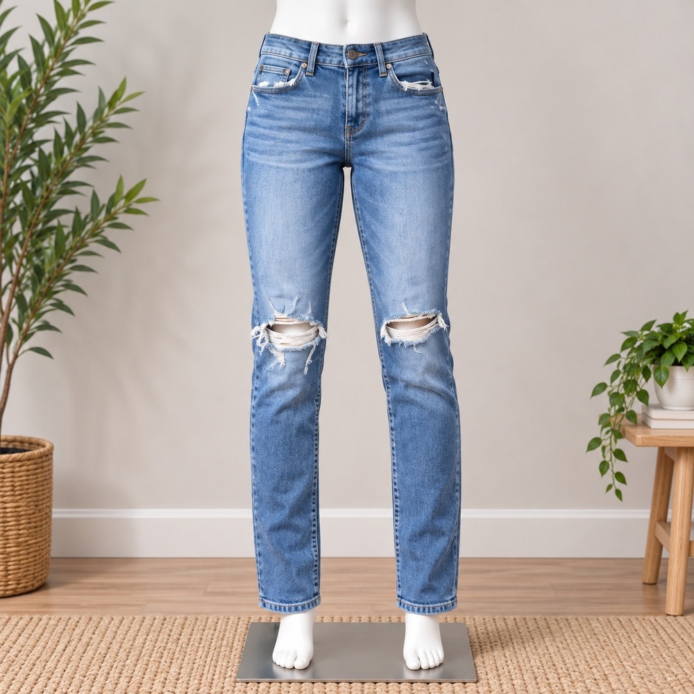 Garage Skinny Jeans Womens 11 Blue Distressed Knee Blowout Medium Wash Stretch